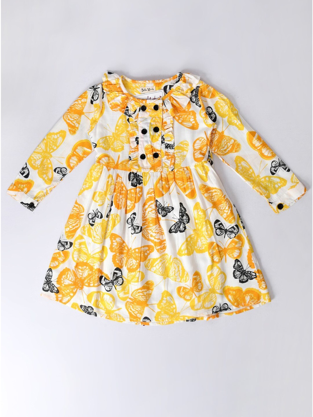 

Bella Moda White & Yellow Cotton Dress