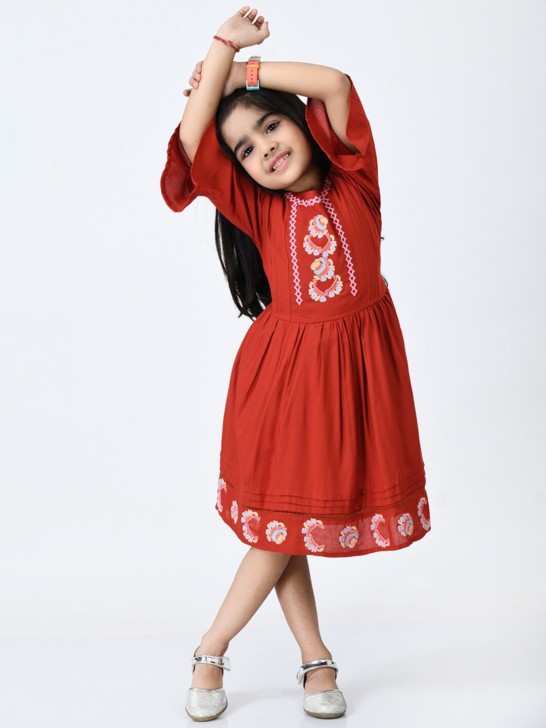 

Bella Moda Red Embroidered Dress