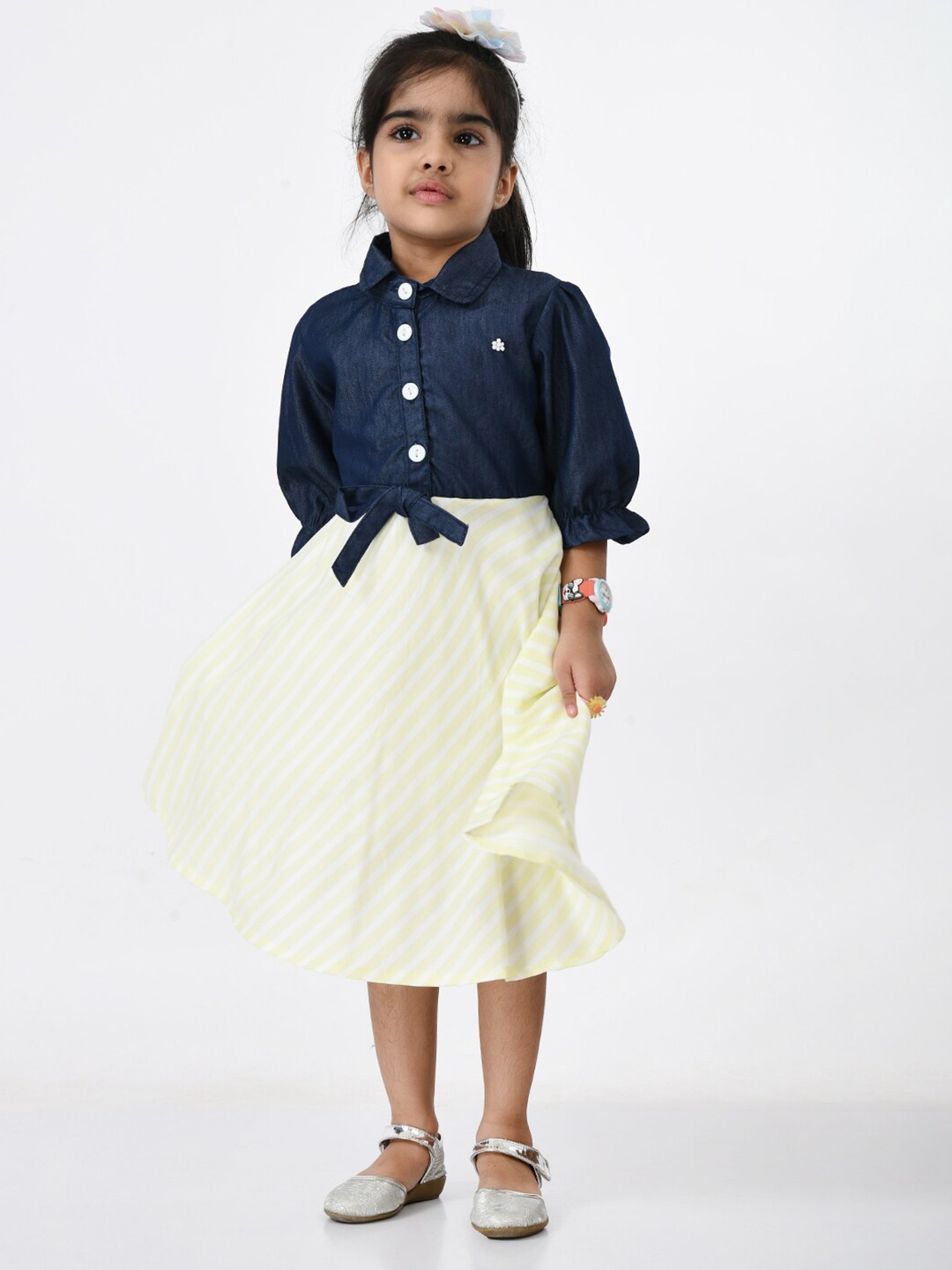 

Bella Moda Yellow Striped Midi Dress