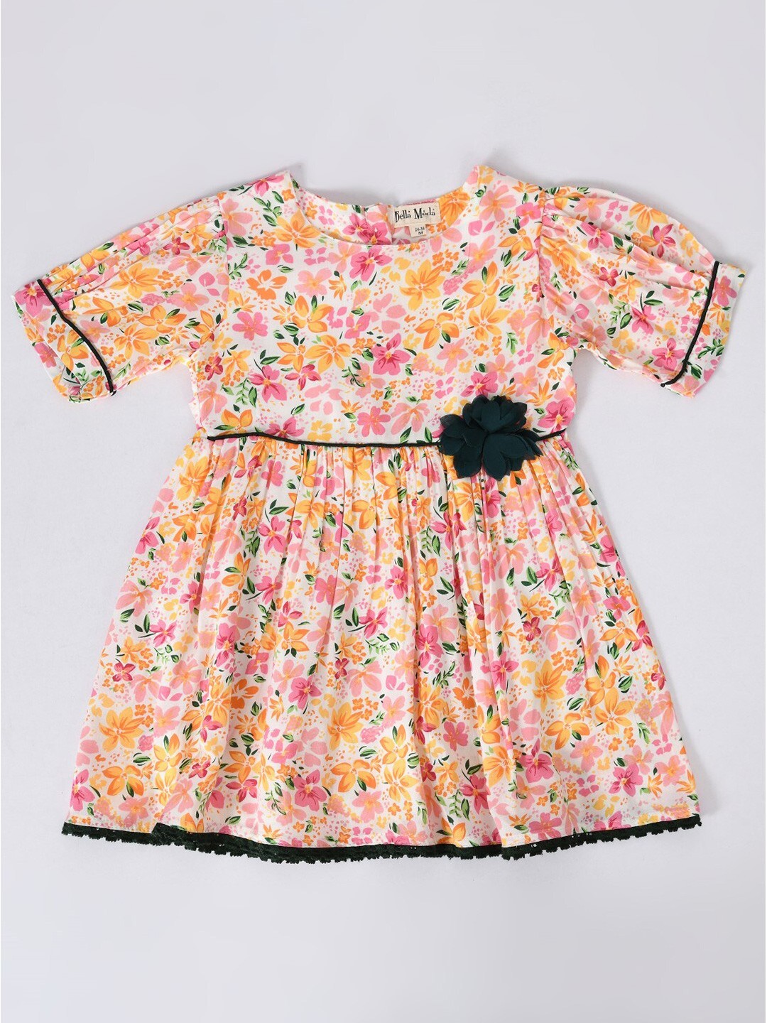 

Bella Moda Girls Floral Printed Fit and Flare Cotton Dress, Orange