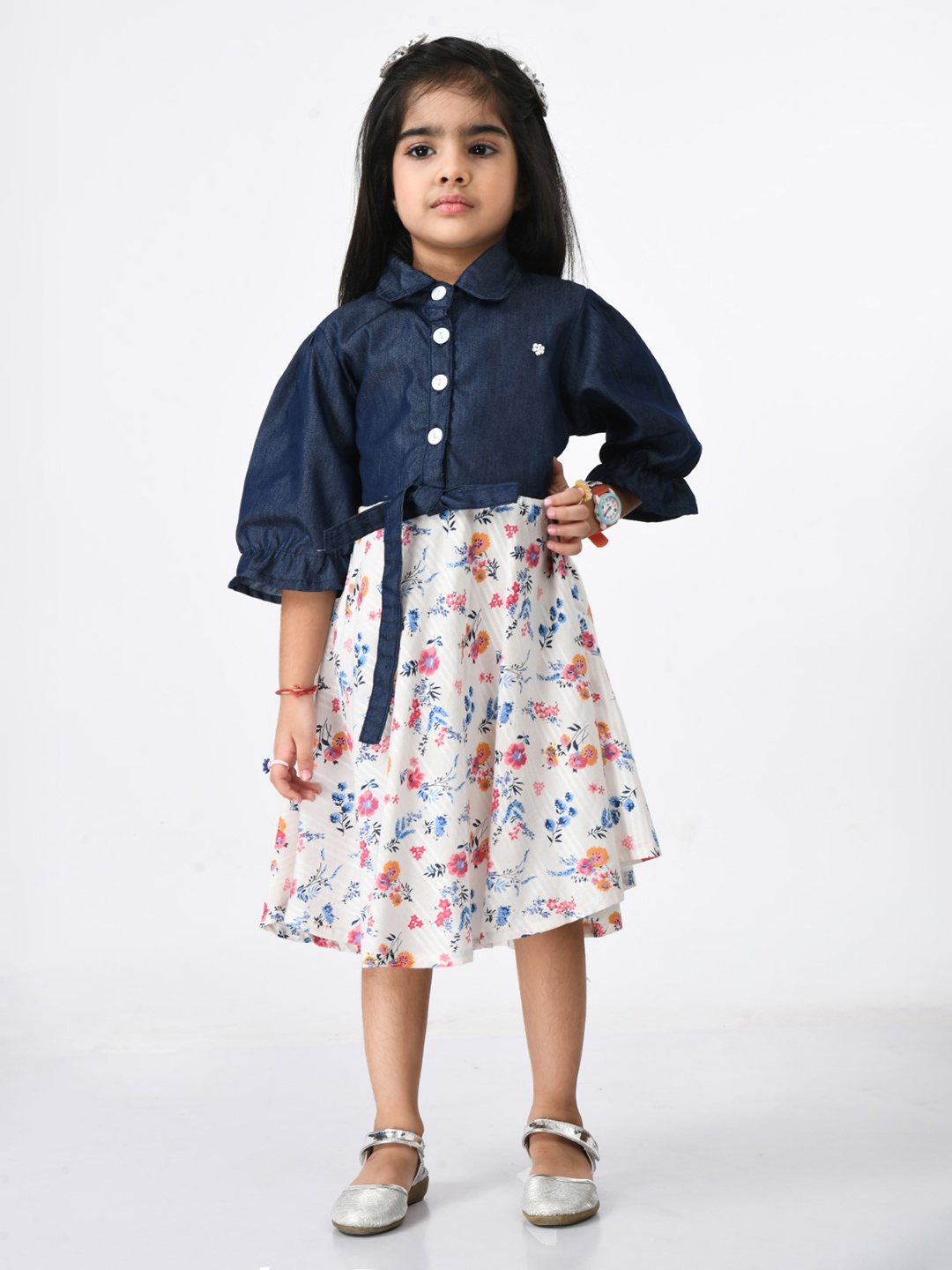 

Bella Moda Girls White Floral Cotton Dress