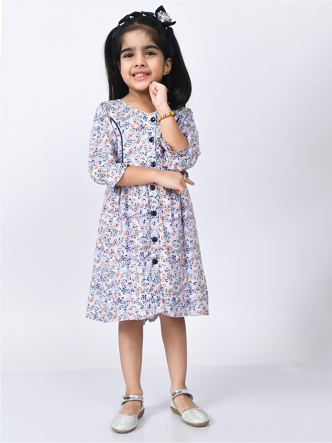 

Bella Moda Girls White Floral Printed Cotton Dress