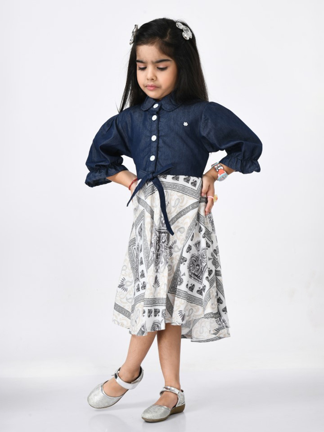 

Bella Moda Kids- Girls Off White Printed Maxi Dress