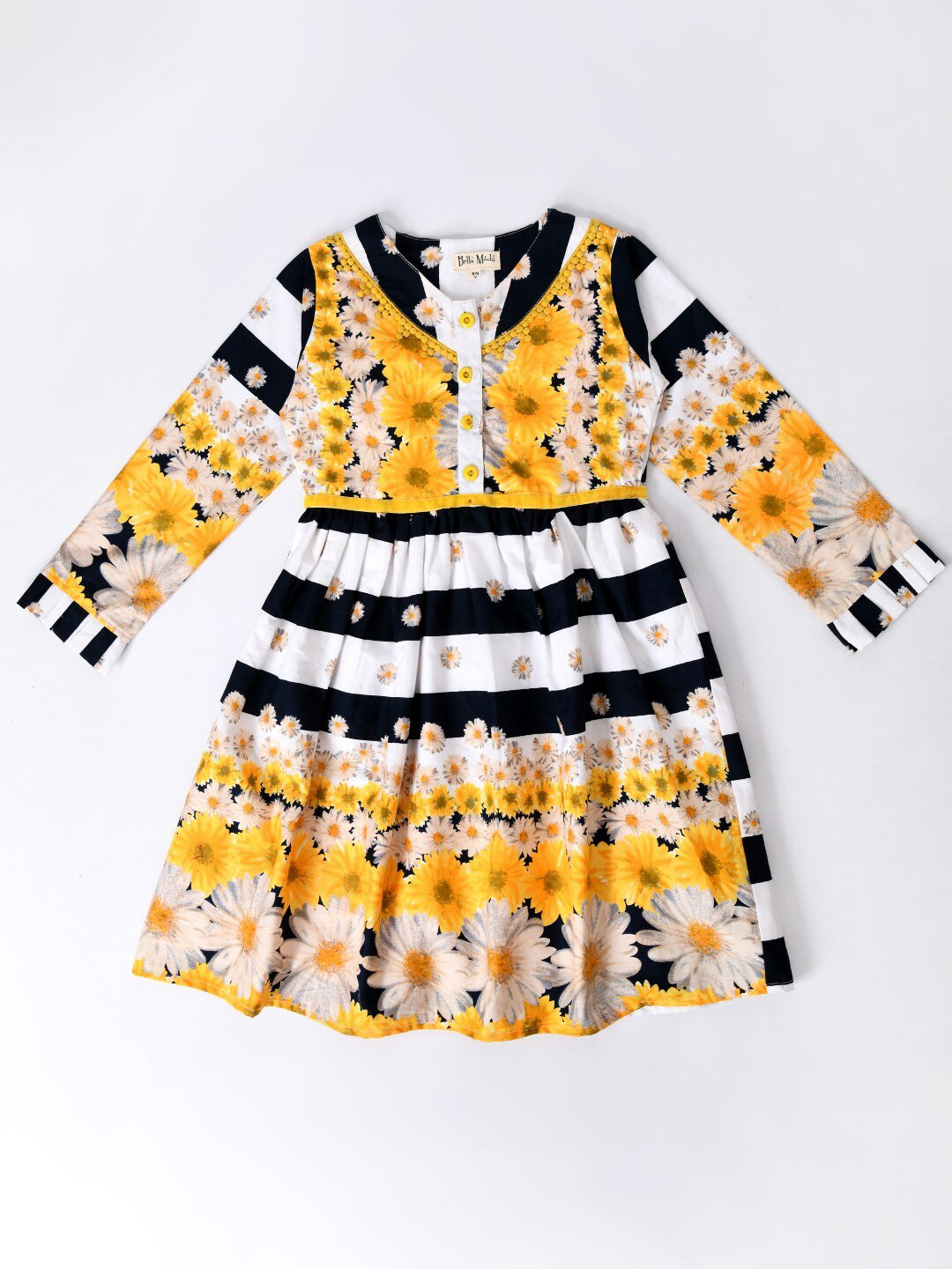 

Bella Moda Girls Floral Printed Fit and Flare Cotton Dress, Yellow