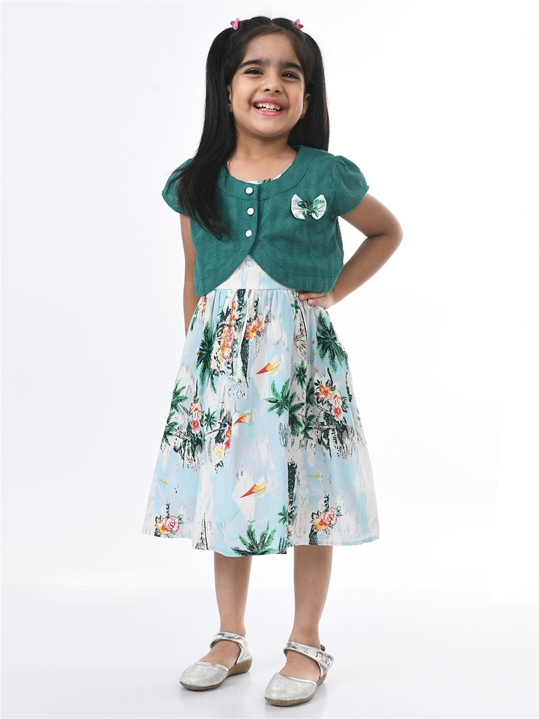 

Bella Moda Girls Floral Printed Mini Dress, Green