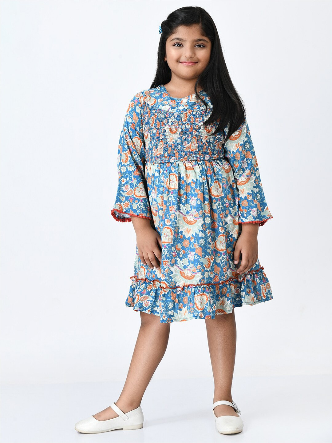 

Bella Moda Girls Floral Printed Fit and Flare Dress, Blue