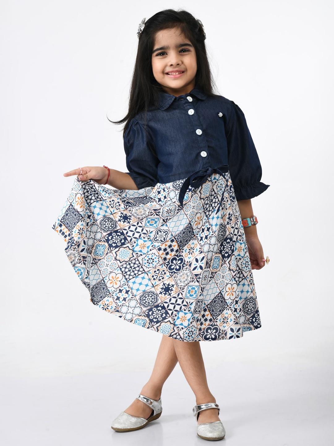 

Bella Moda Multicoloured Floral Shirt Dress, Blue