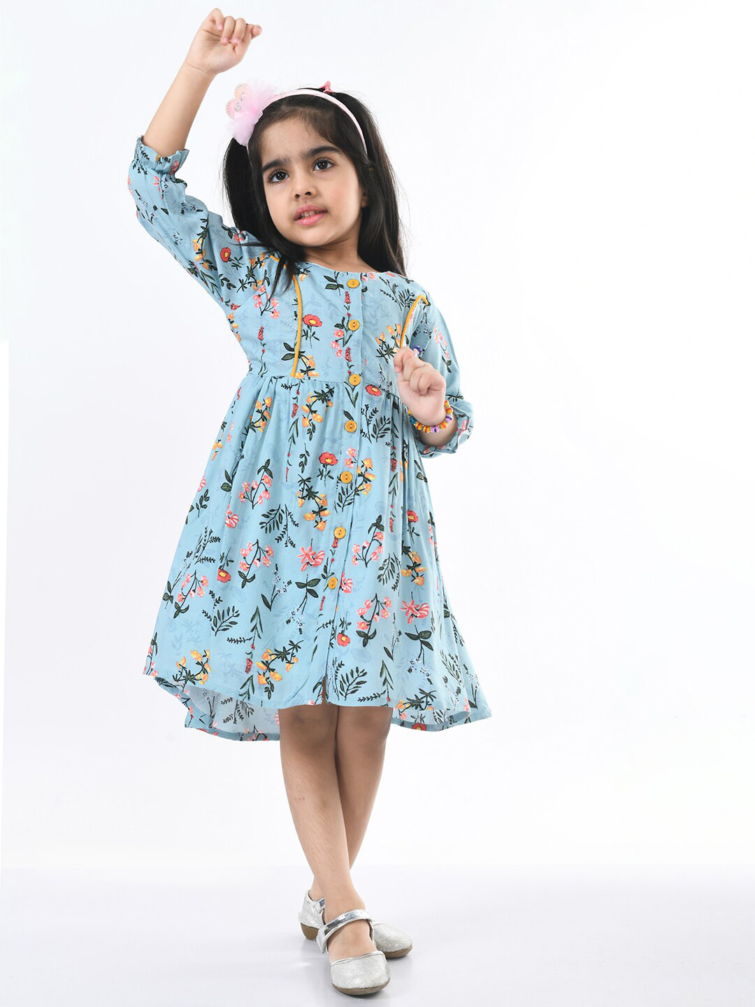 

Bella Moda Blue Floral Empire Dress