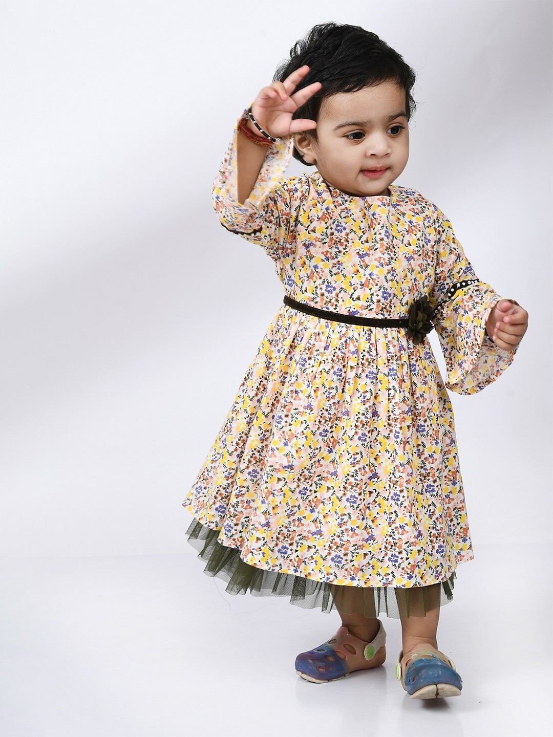 

Bella Moda Girls Floral Printed Fit and Flare Dress, White