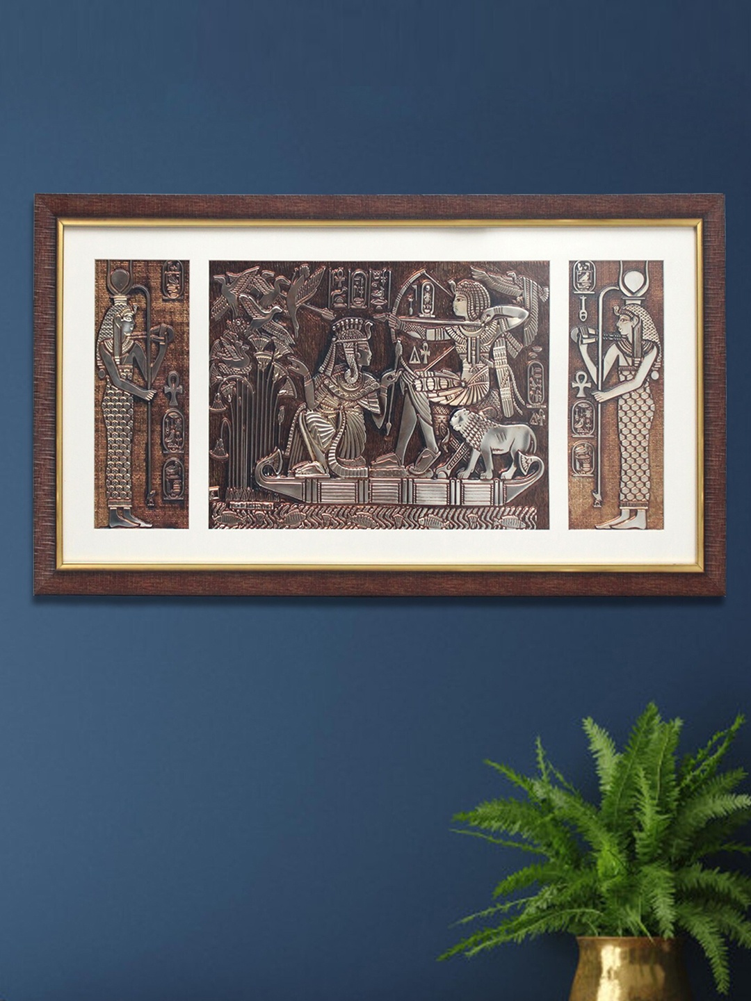 

SHREE KALA HOME DECOR Goddess Hathor Foil Embossed Wall Painting, Brown