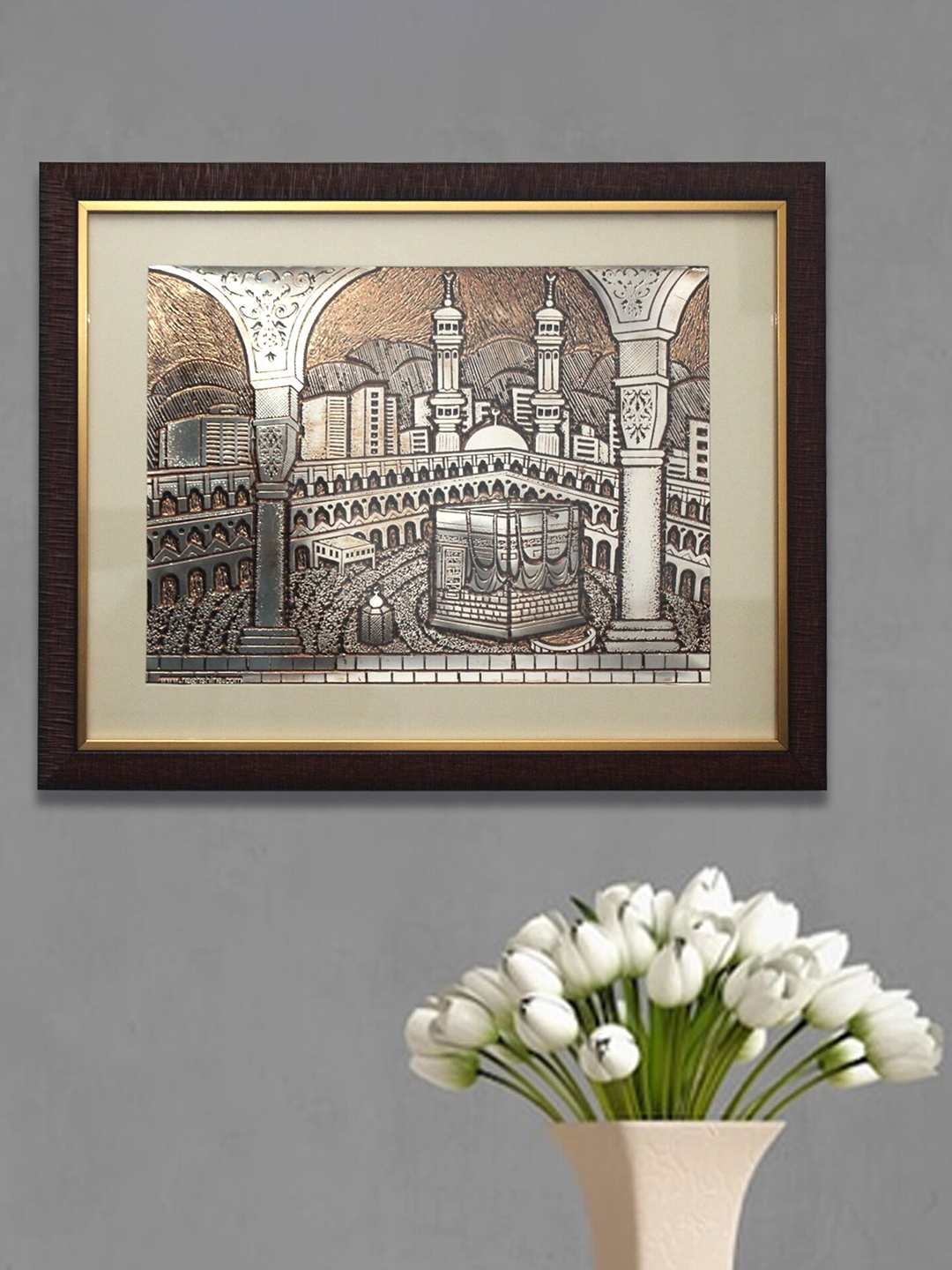 

SHREE KALA HOME DECOR Holy Kaaba Islamic Aluminum Foil Wall Painting, Brown