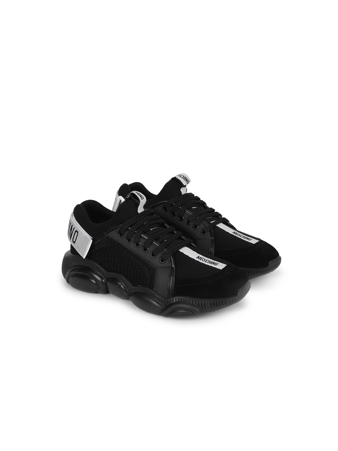 

MOSCHINO COUTURE Men Black Woven Design PU Sneakers