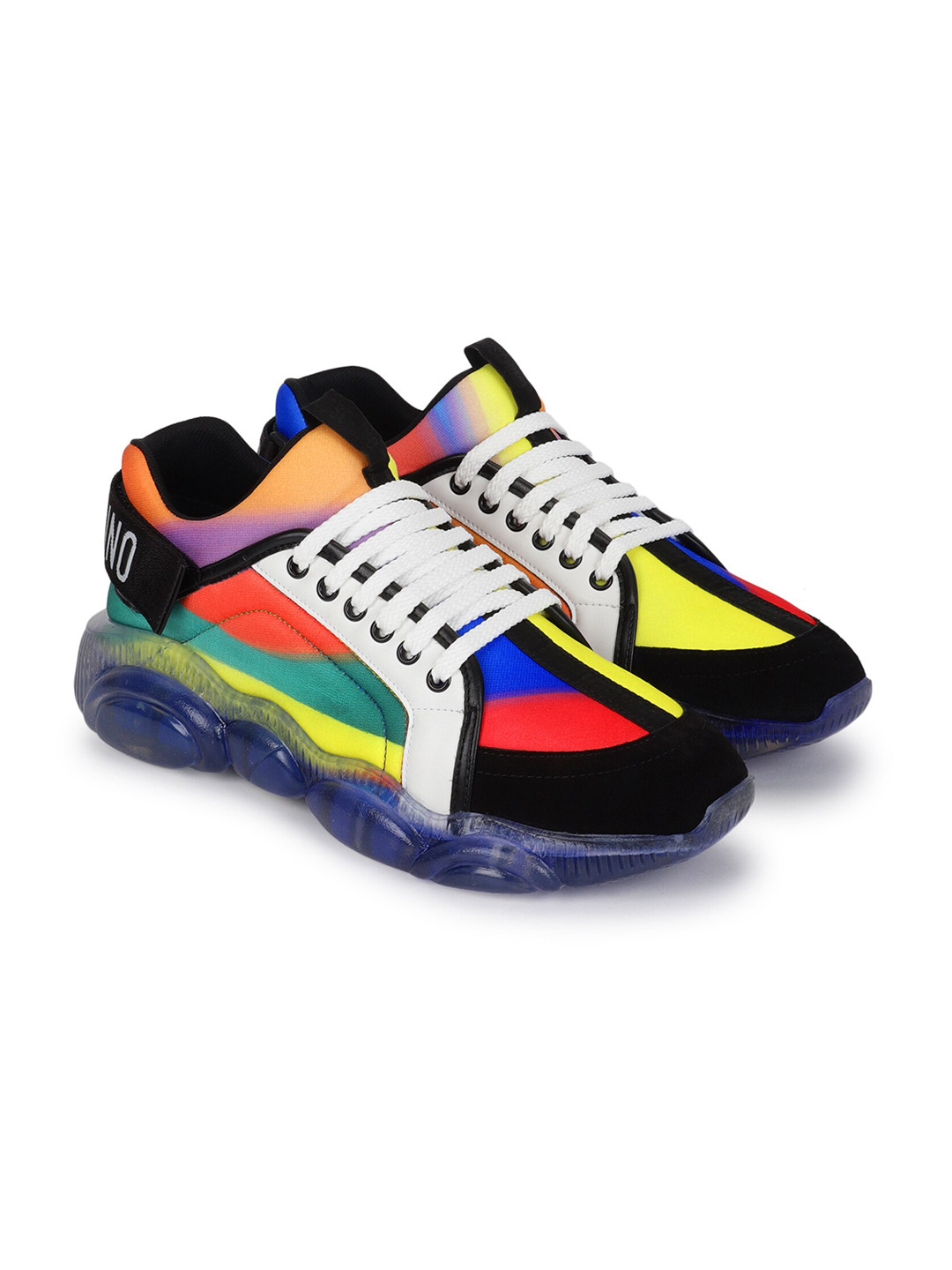 

MOSCHINO COUTURE Men Black Colourblocked PU Sneakers