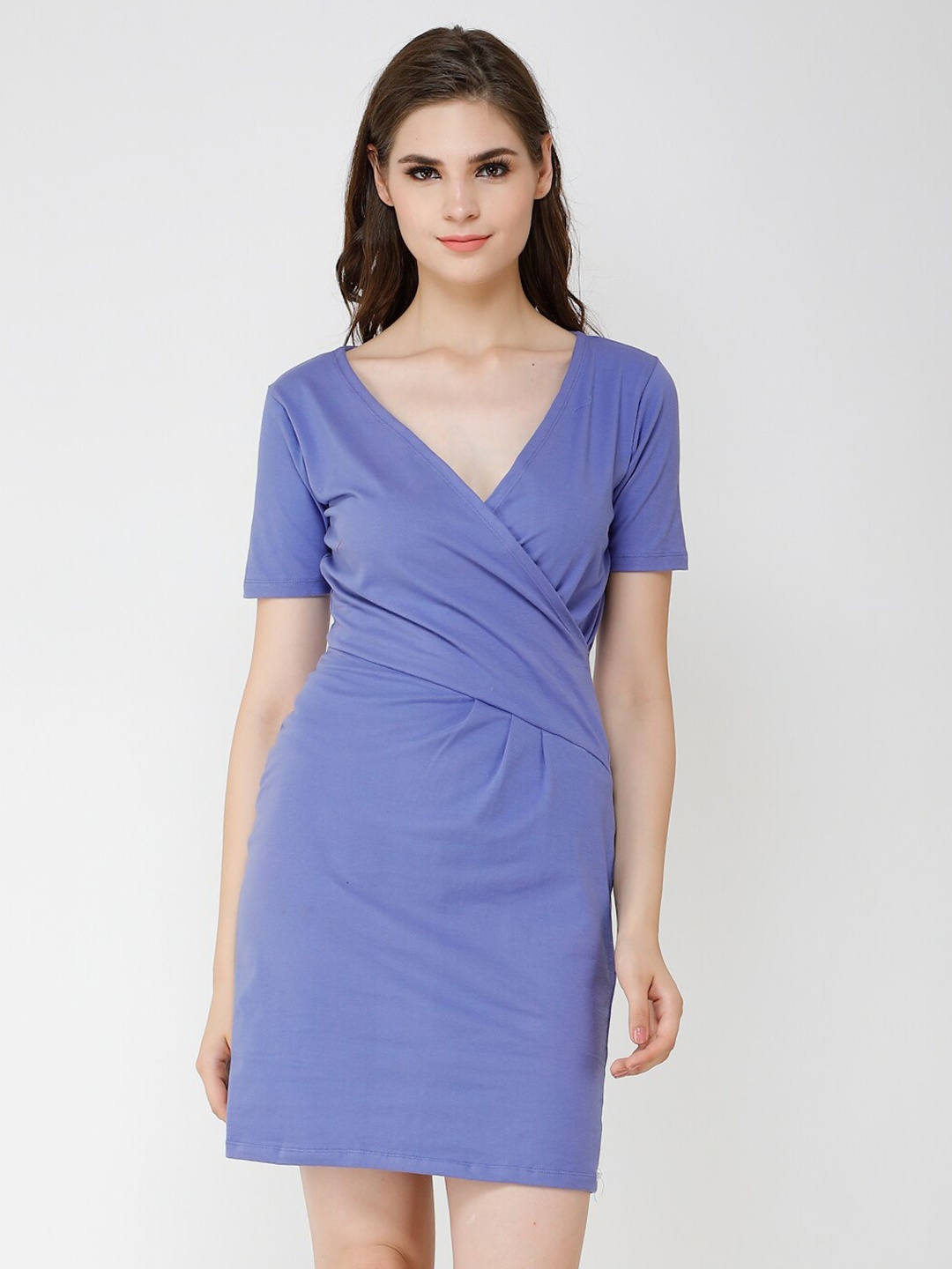 

SCORPIUS Purple Solid Bodycon Dress