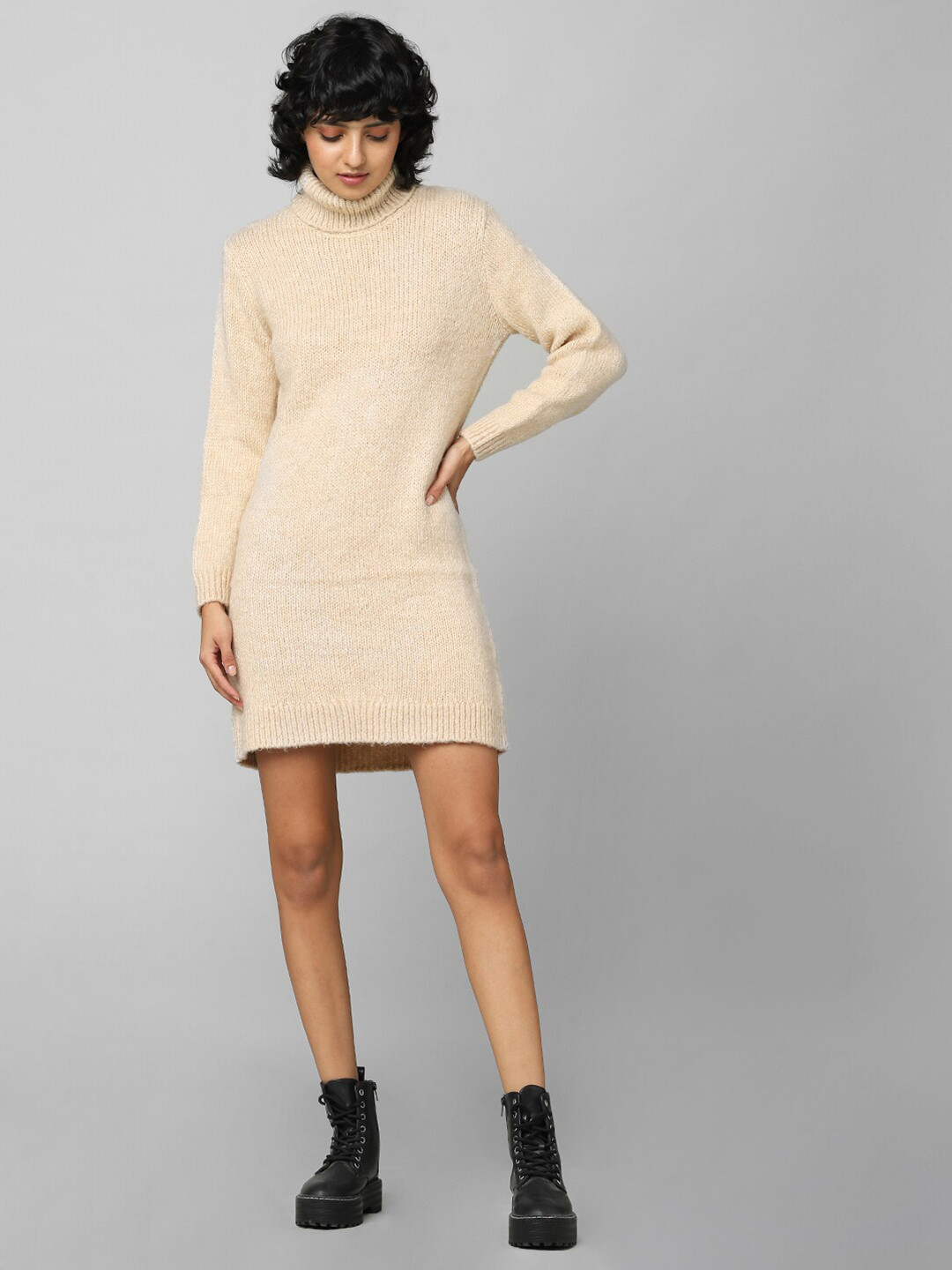 

ONLY Women Beige Mini Jumper Dress