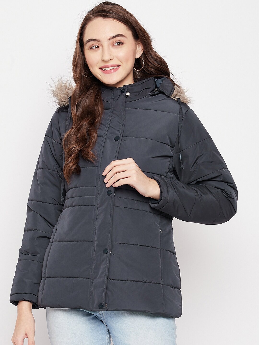

Okane Women Navy Blue Lightweight Longline Parka Jacket