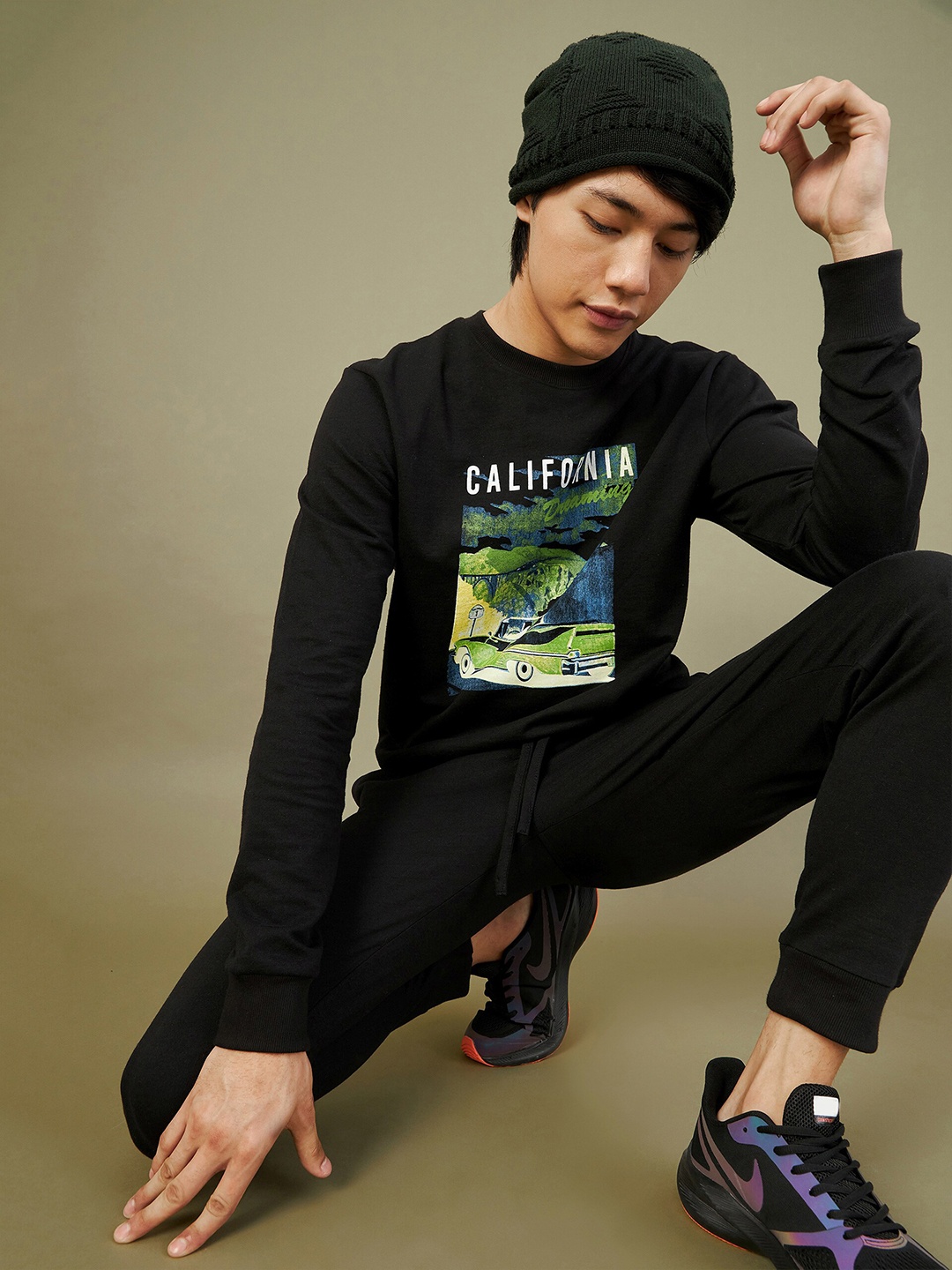 

MASCLN SASSAFRAS Men Black Printed Sweatshirt