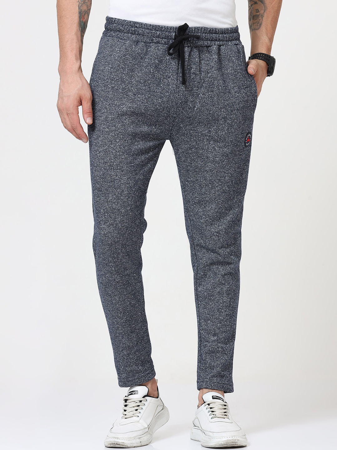 

Masculino Latino Plus Men Plus Size Grey Self-Design Cotton Track Pants