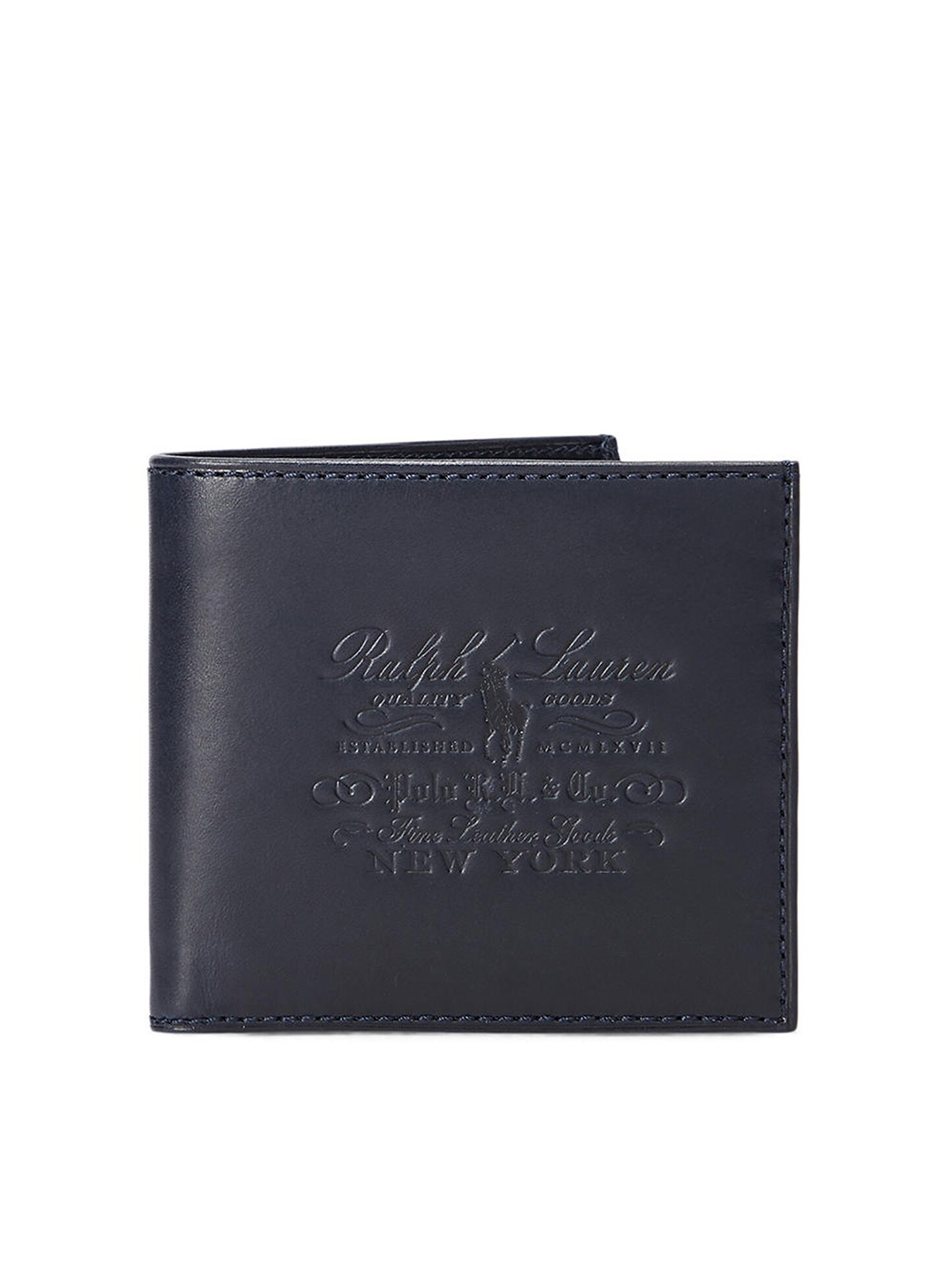 

Polo Ralph Lauren Men Navy Blue Leather Two Fold Wallet