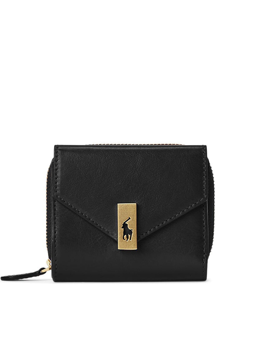 

Polo Ralph Lauren Women Black Leather Two Fold Wallet