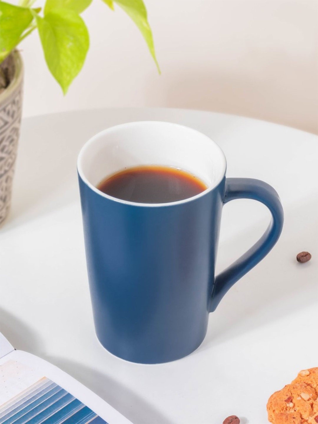

Nestasia Blue & White Microwave Safe Ceramic Glossy Cup 350 ml