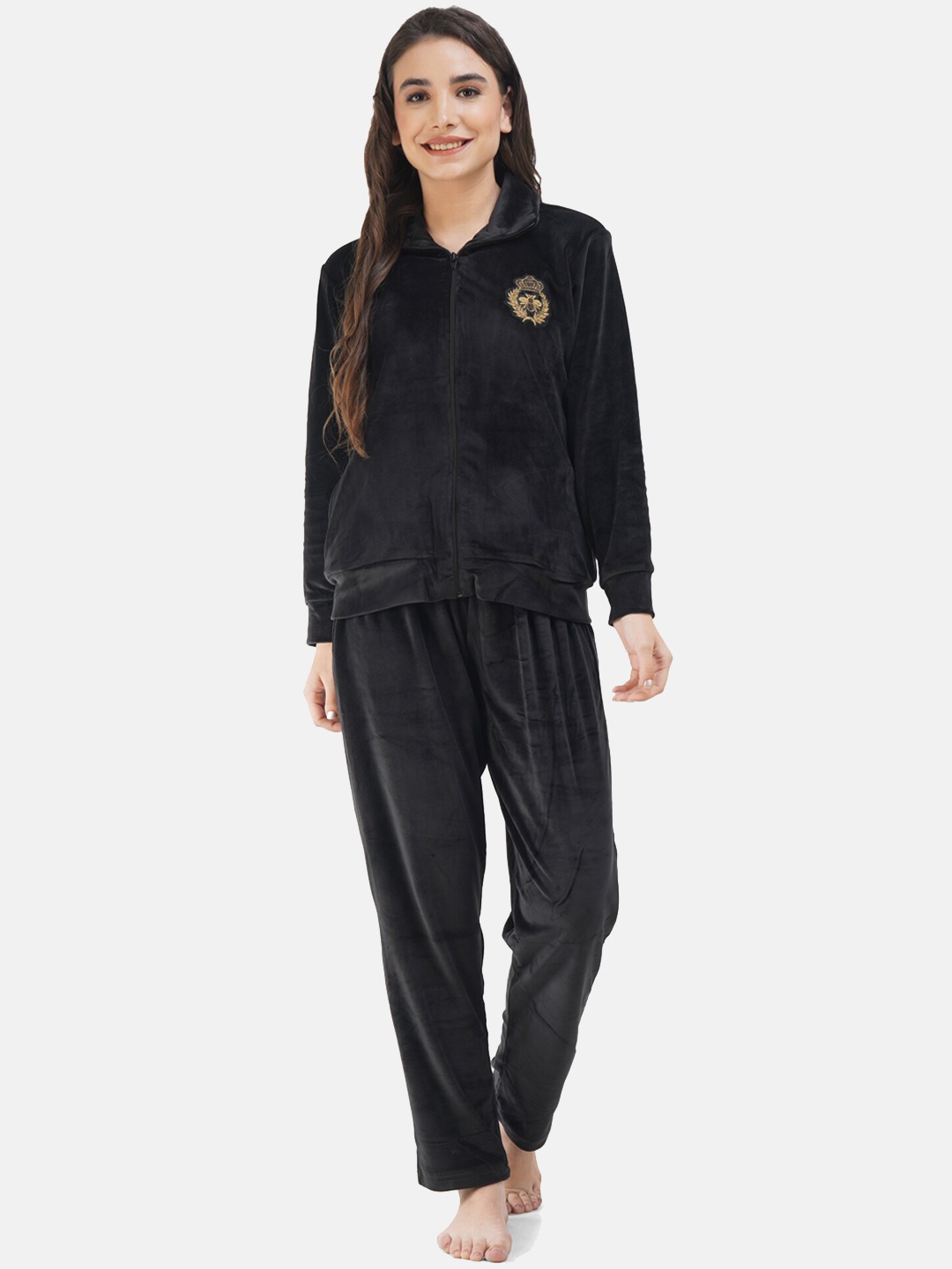 

KOI SLEEPWEAR Women Black Solid Tracksuit