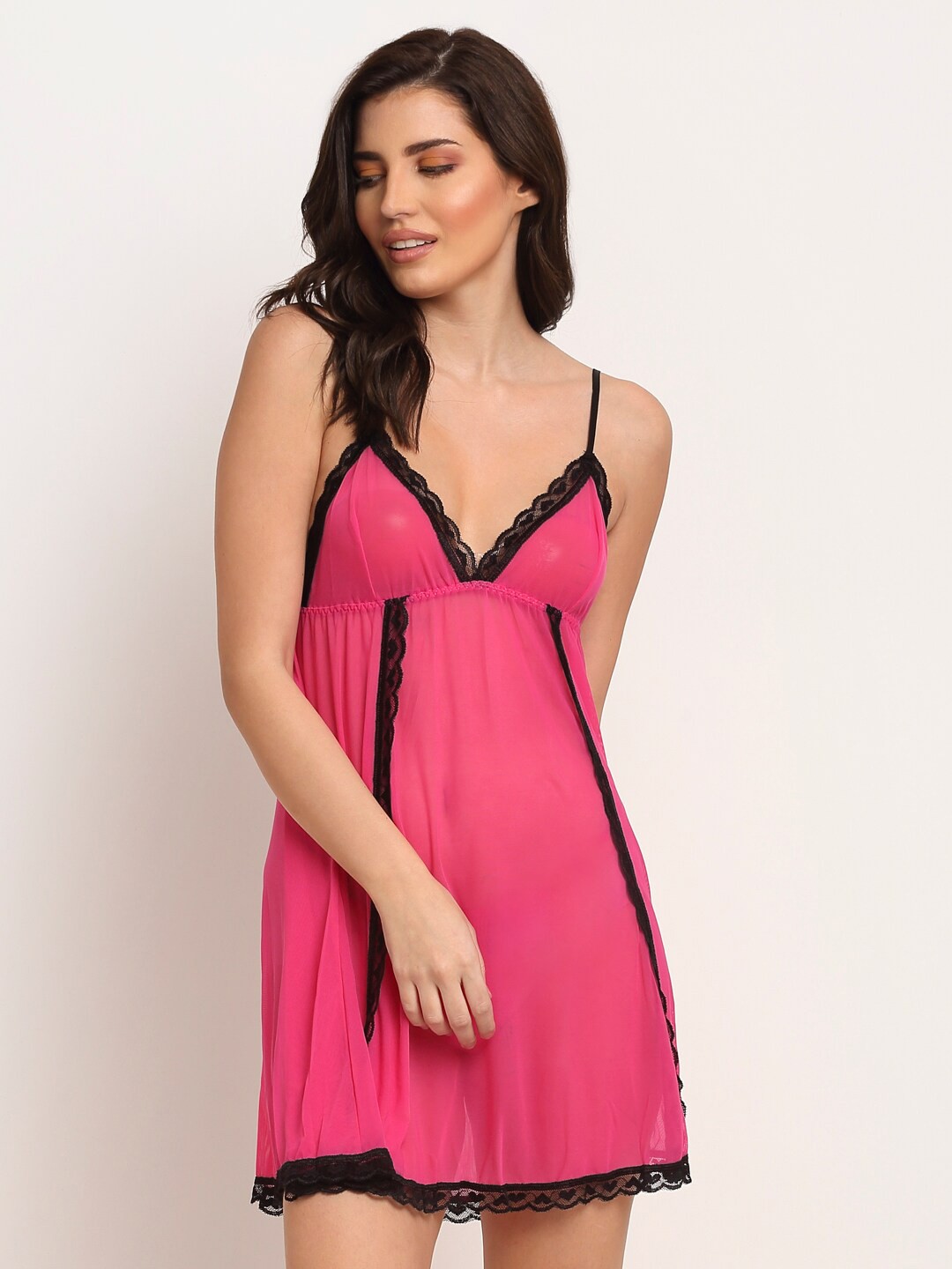 

Laceandme Pink & Blue Solid Baby Doll