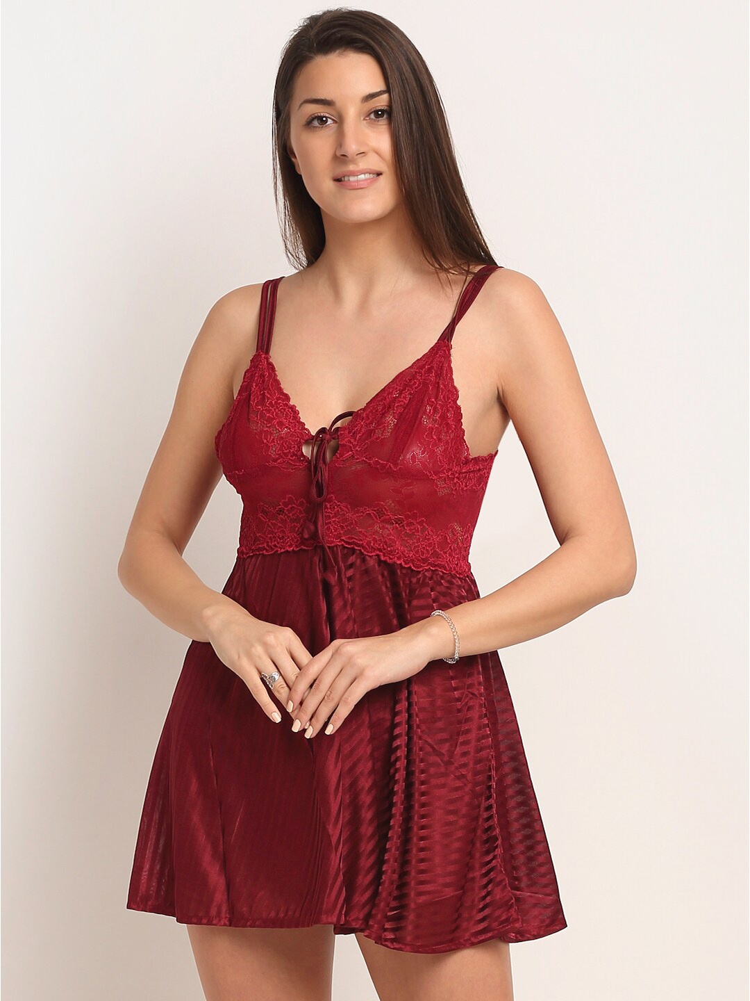 

Laceandme Maroon Baby Doll with Briefs