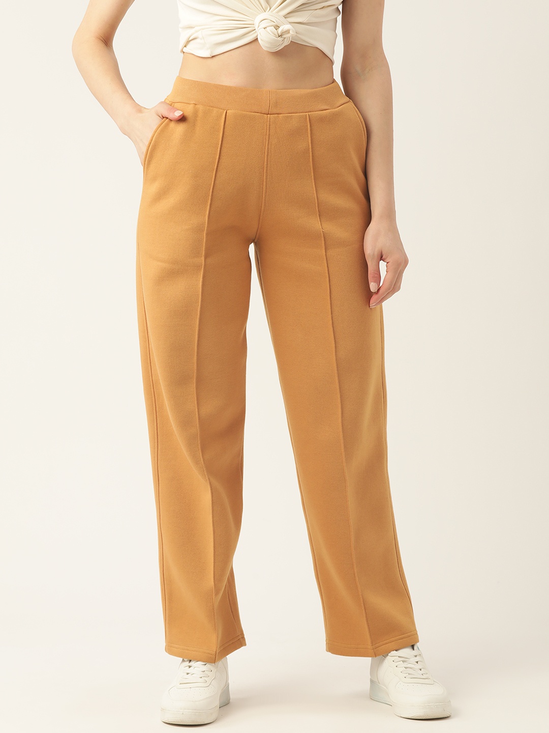 

FEMEA Women Mustard Yellow Solid Track Pant