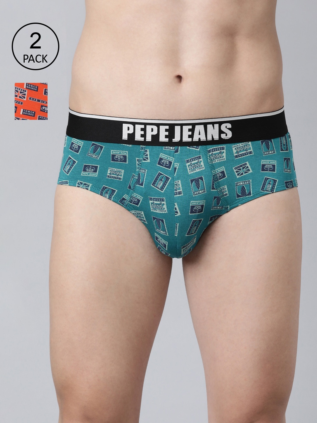 

Pepe Jeans Men Set Of 2 Printed Anti Microbial Modal Basic Briefs, Red