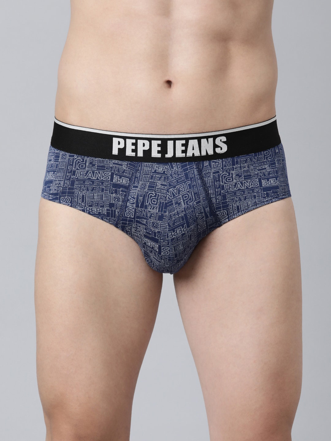 

Pepe Jeans Men Blue & White Printed Basic Briefs