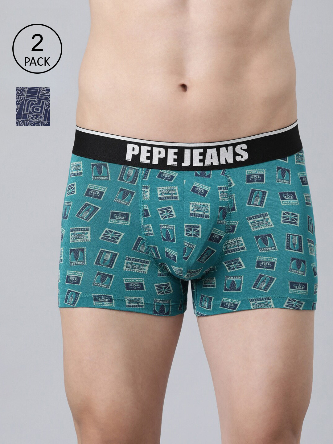 

Pepe Jeans Men Pack Of 2 Printed Trunks, Blue