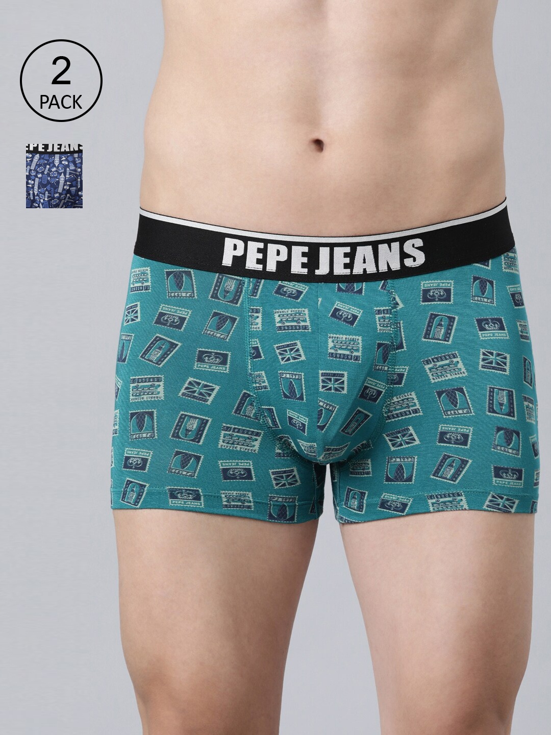 

Pepe Jeans Men Pack Of 2 Printed Trunk, Blue