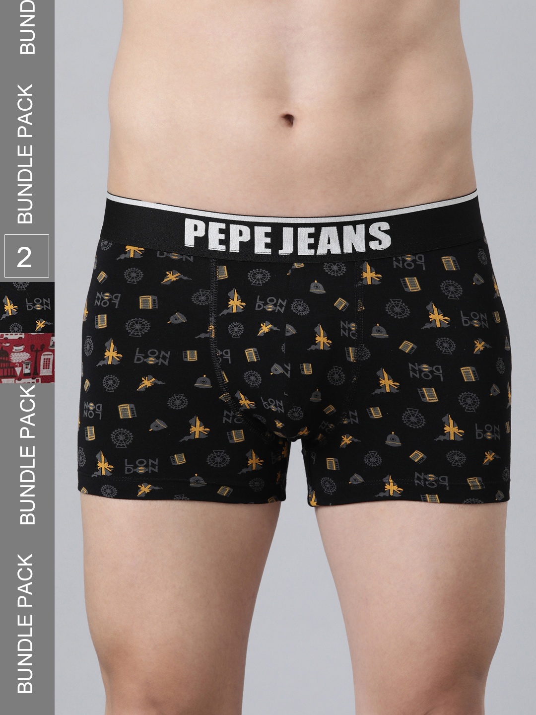 

Pepe Jeans Pack Of 2 Red & Black Printed Trunks OPT13Black Aop Rumba Red AopM