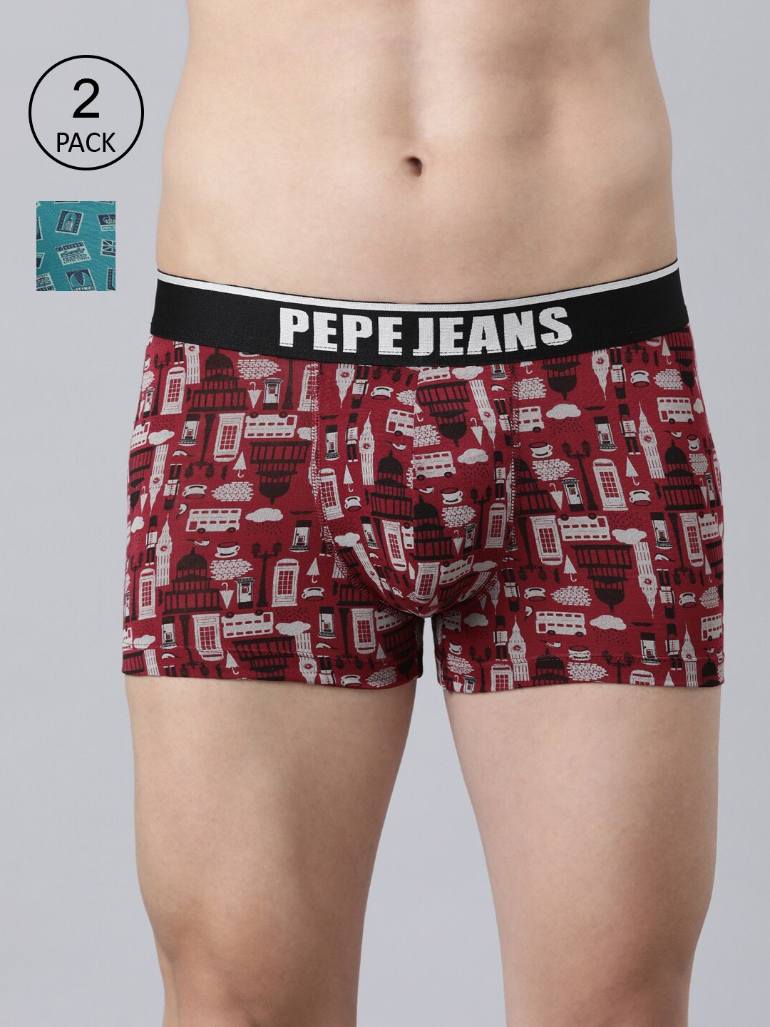 

Pepe Jeans Pack Of 2 Blue & Red Printed Trunks OPT13Deep Lake Aop Rumba Red AopS