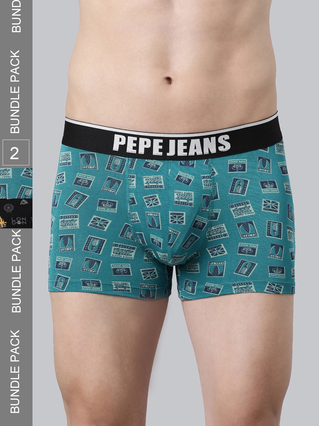 

Pepe Jeans Men Pack Of 2 Black & Blue Printed Trunks OPT13Deep Lake Aop Black AopL