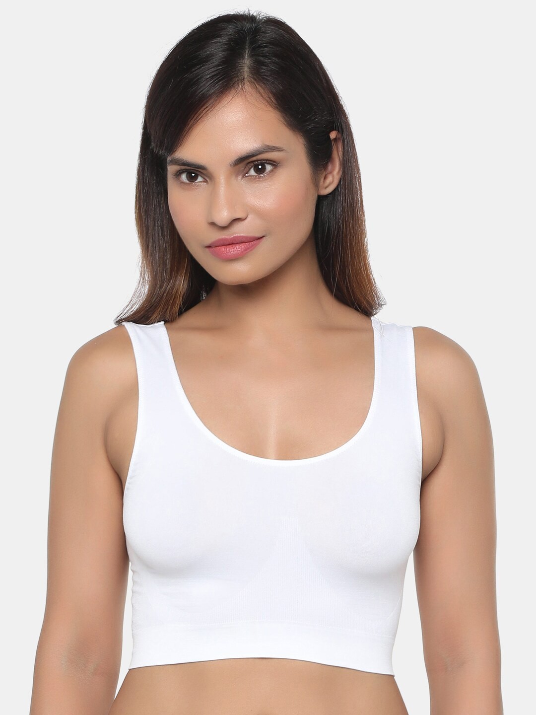 

miorre Women Solid Seamless Camisole Bra, White