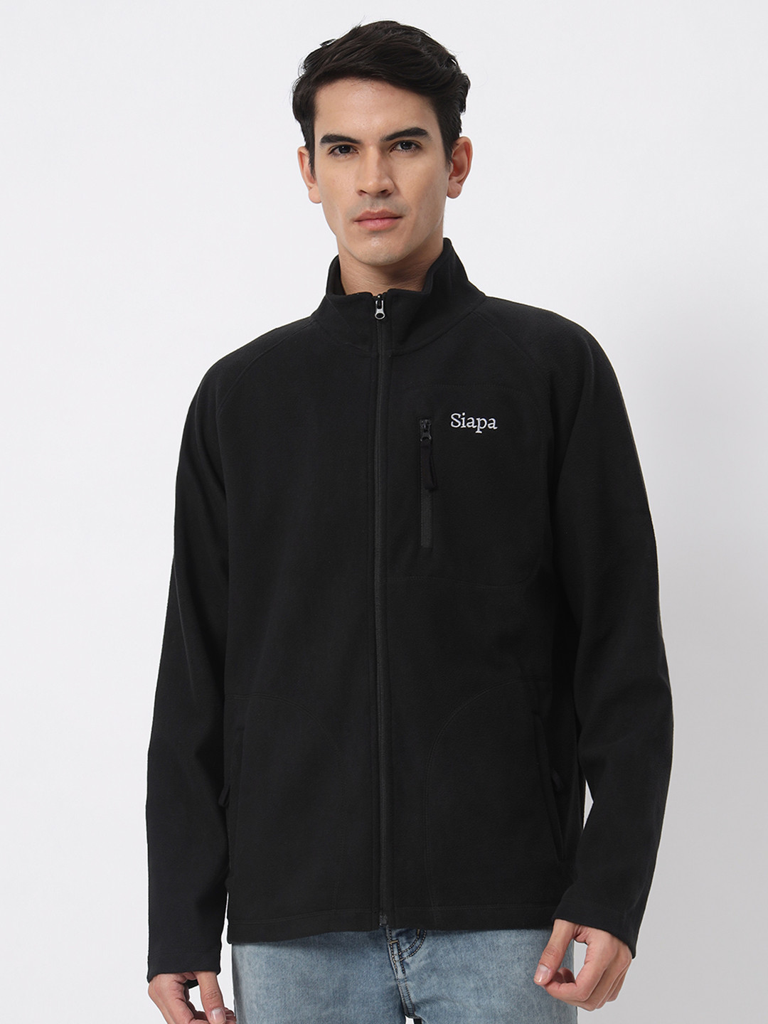 

SIAPA Men Black Fleece Lightweight Outdoor Bomber Jacket