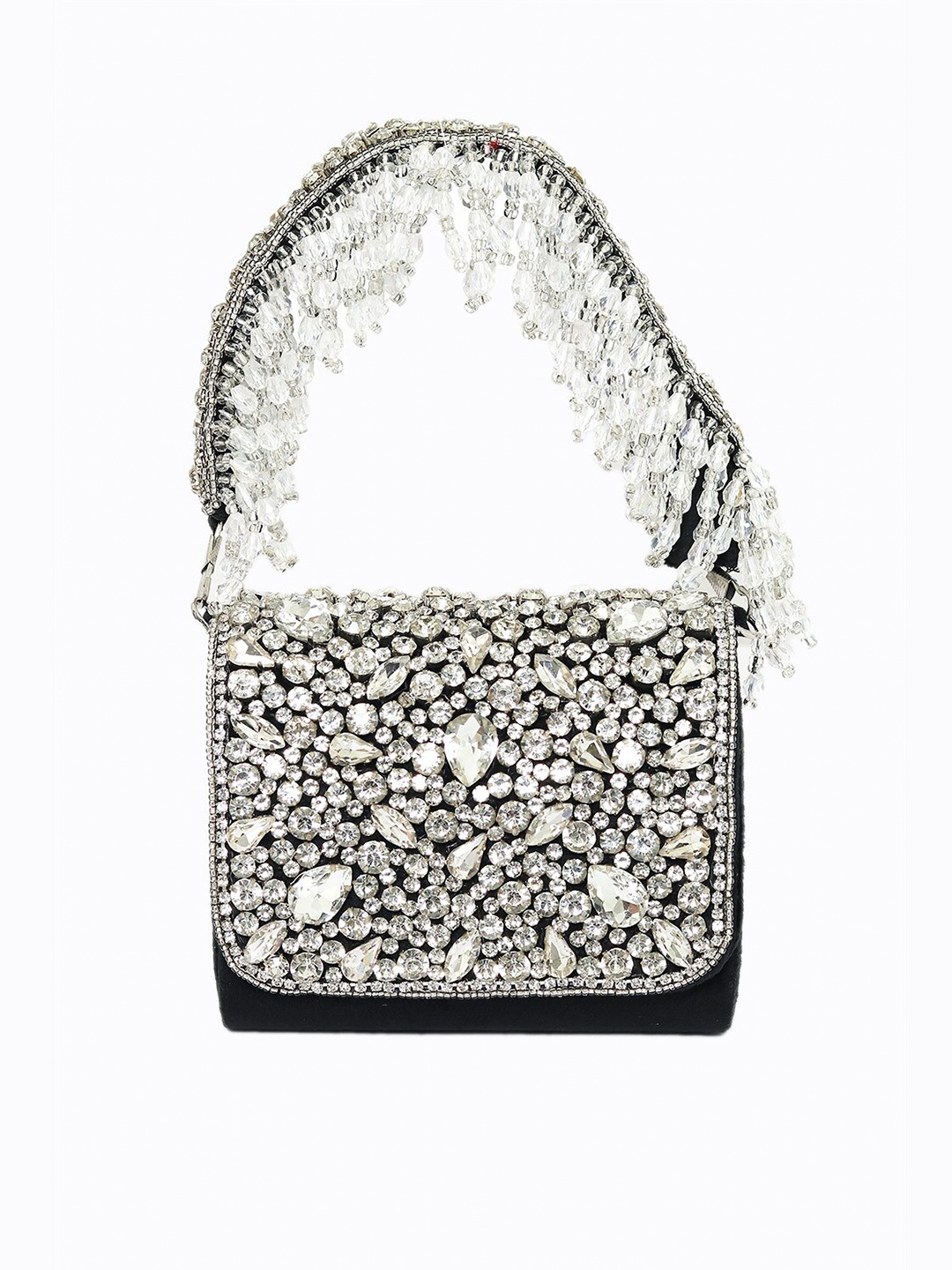 

NR By Nidhi Rathi Black & White Embroidered Embroidered Purse Clutch