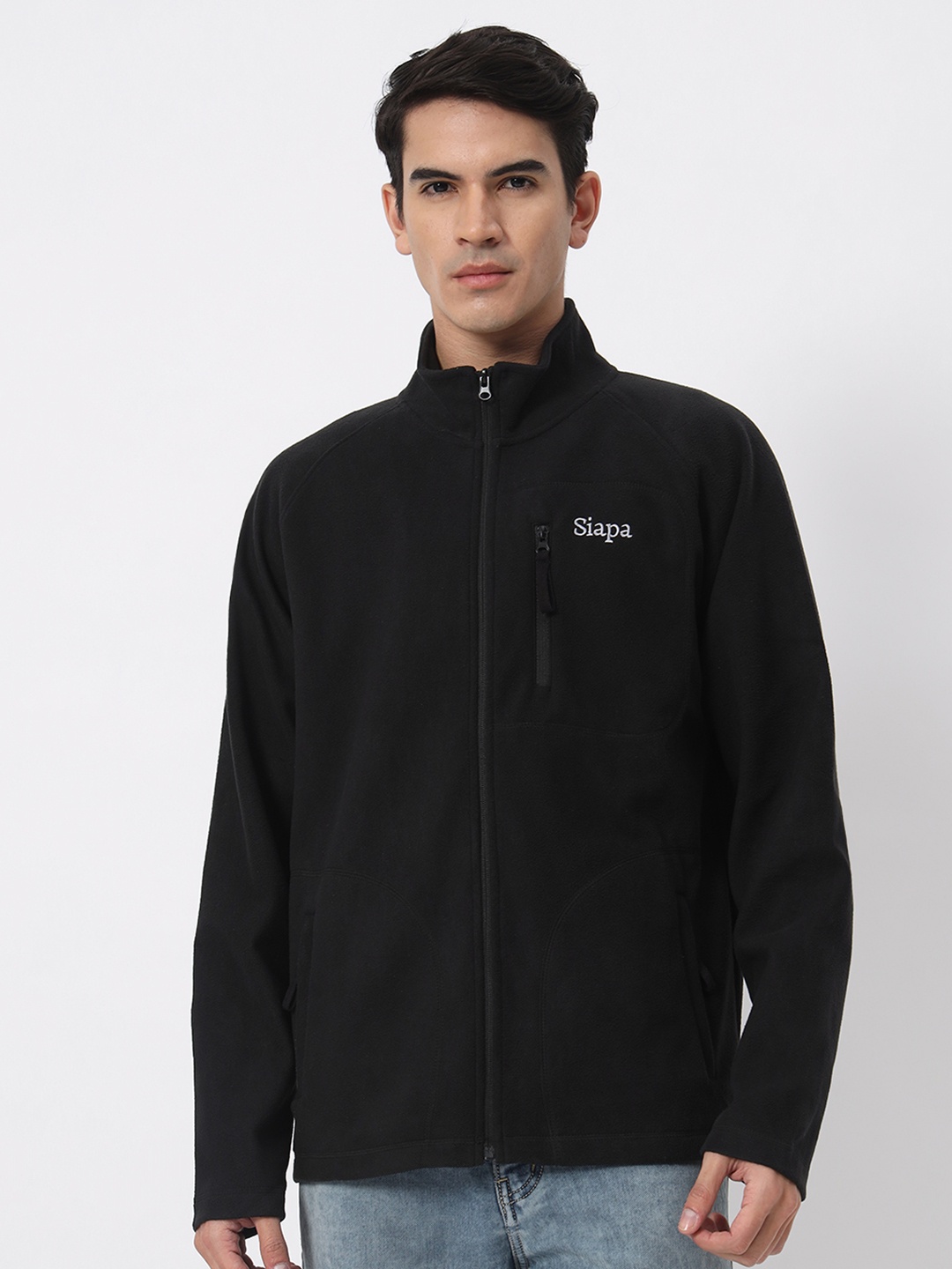 

SIAPA Men Black Fleece Lightweight Outdoor Bomber Jacket