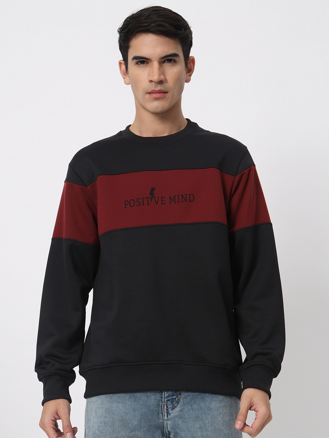 

SIAPA Men Black Colourblocked Sweatshirt