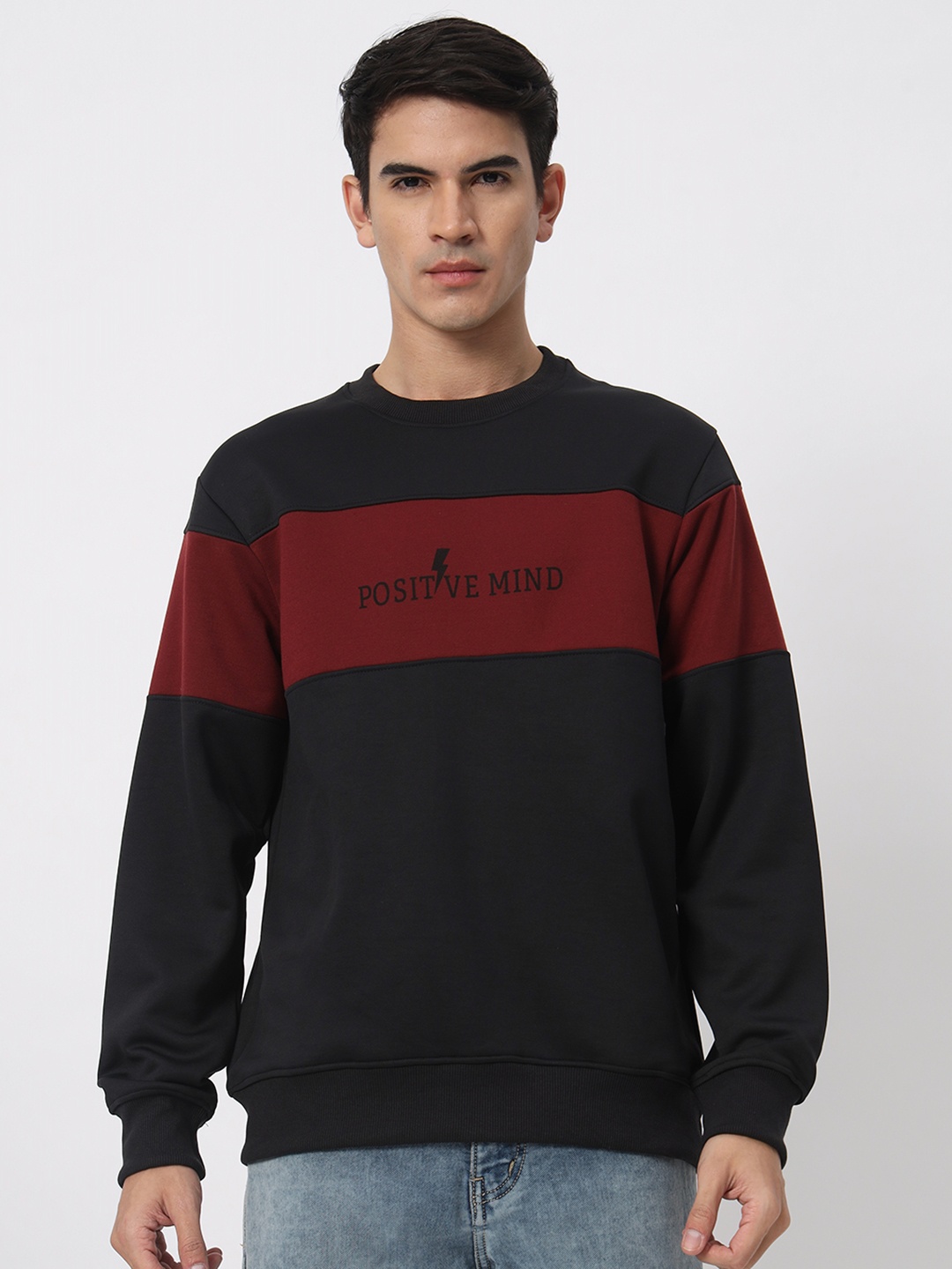 

SIAPA Men Black Colourblocked Sweatshirt
