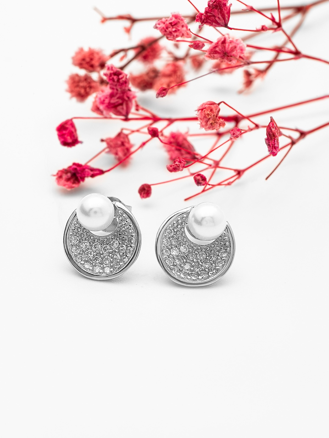 

SILBERRY Silver-Toned Contemporary Studs Earrings