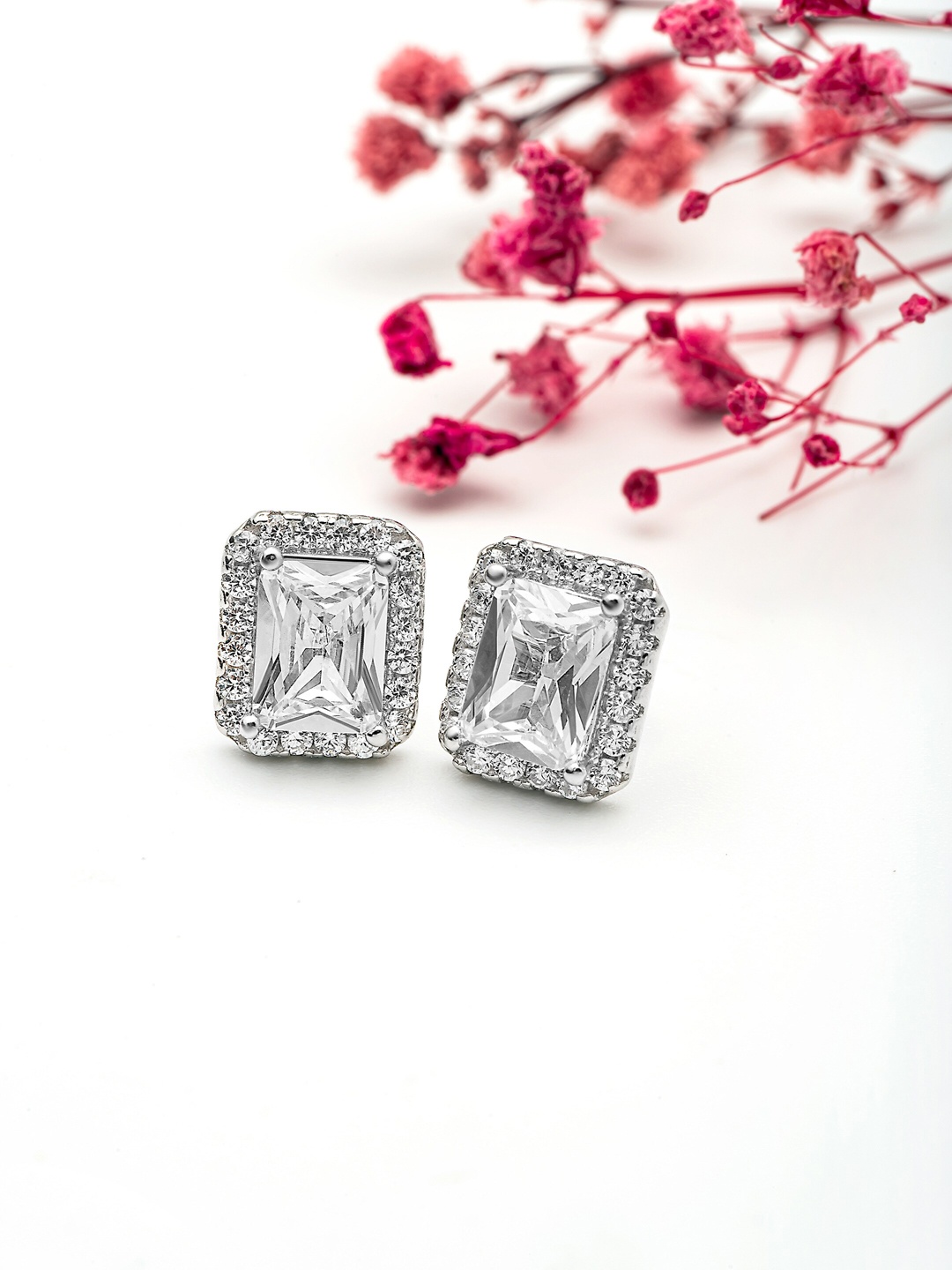 

SILBERRY Silver-Toned Contemporary Studs Earrings