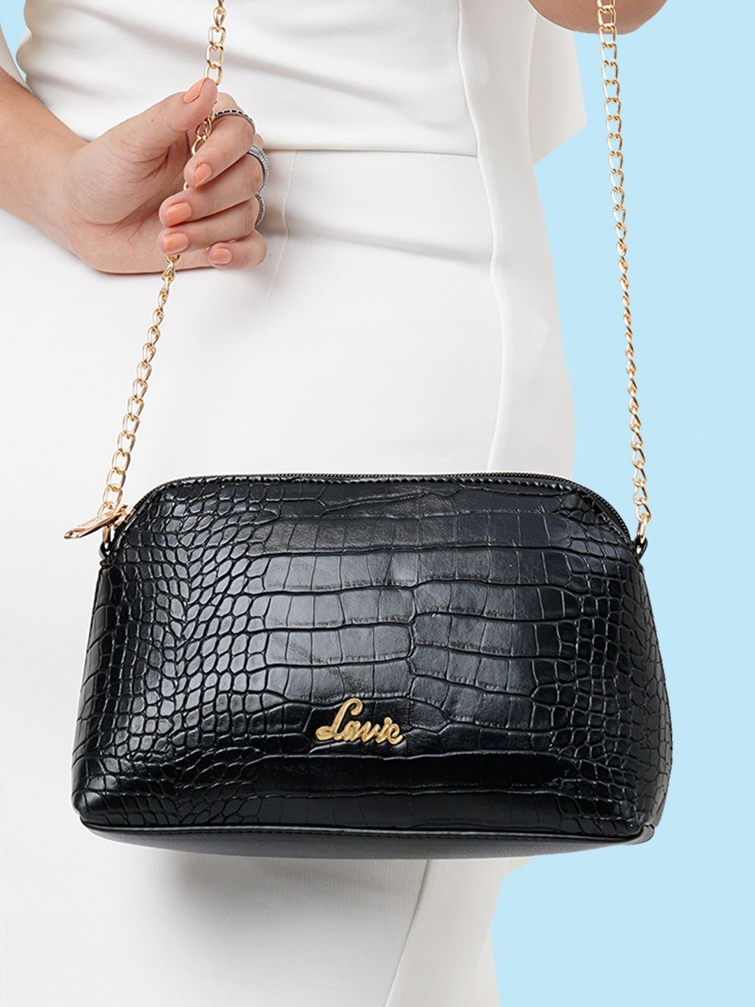

Lavie Black Textured Structured Sling Bag