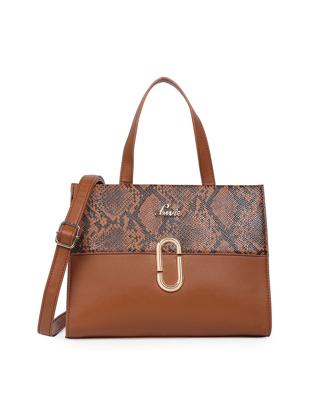 

Lavie Brown Animal Printed Structured Handheld Bag