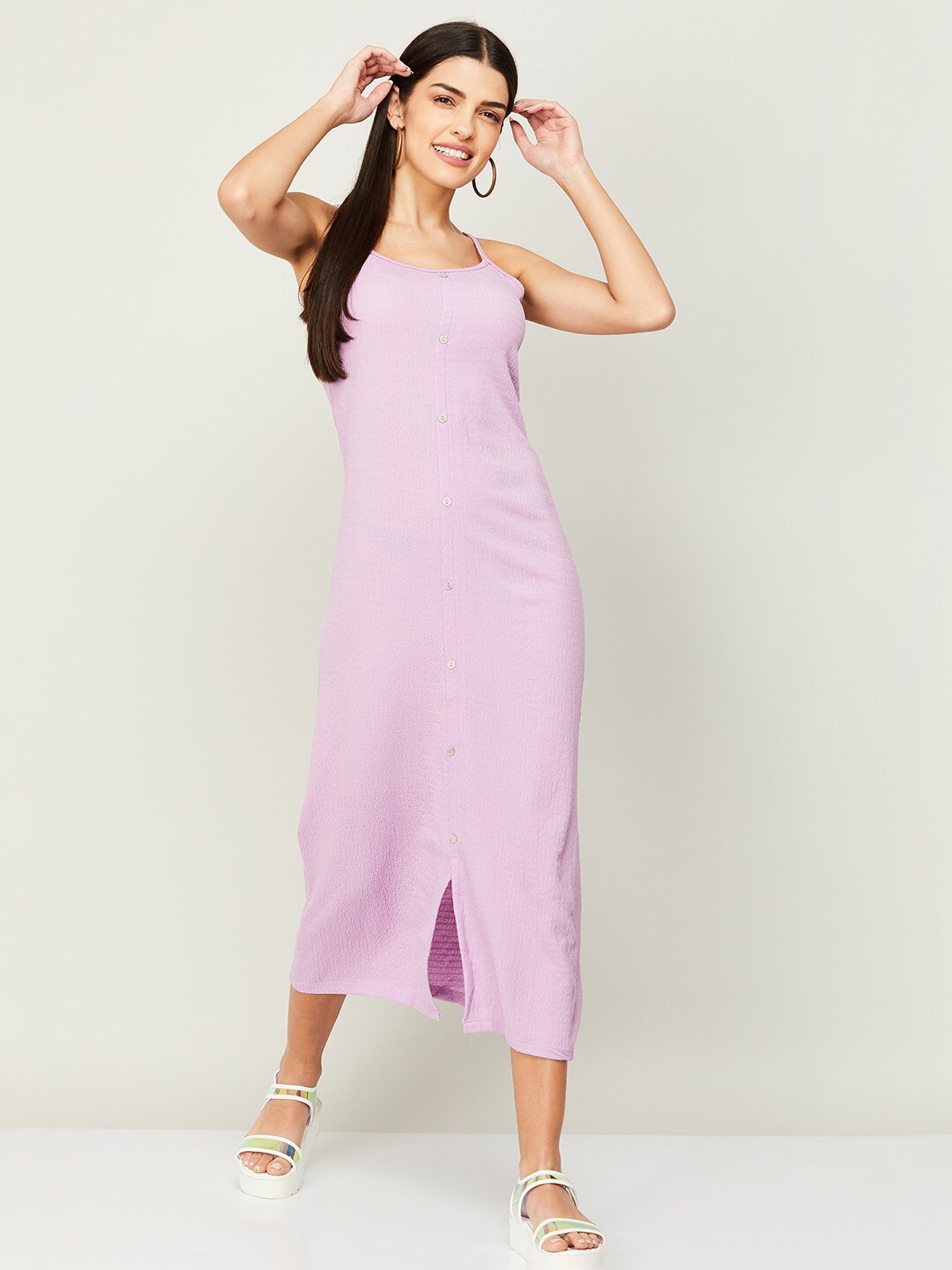 

Ginger by Lifestyle Women Violet Solid Sheath Midi Dress