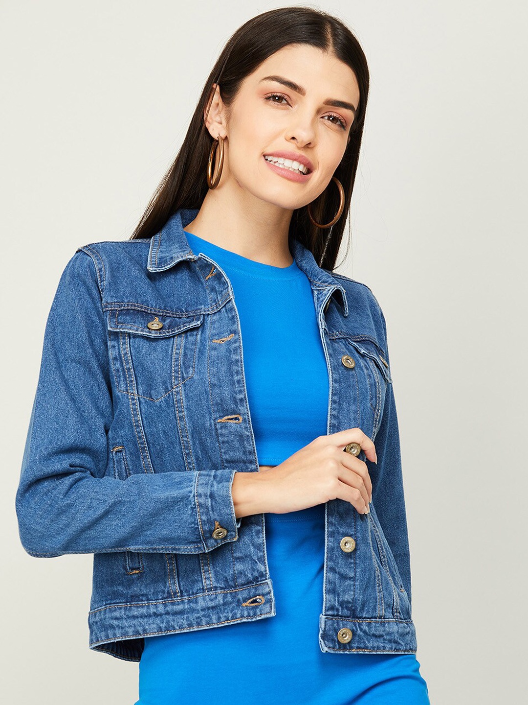 

Ginger by Lifestyle Women Blue Washed Denim Jacket