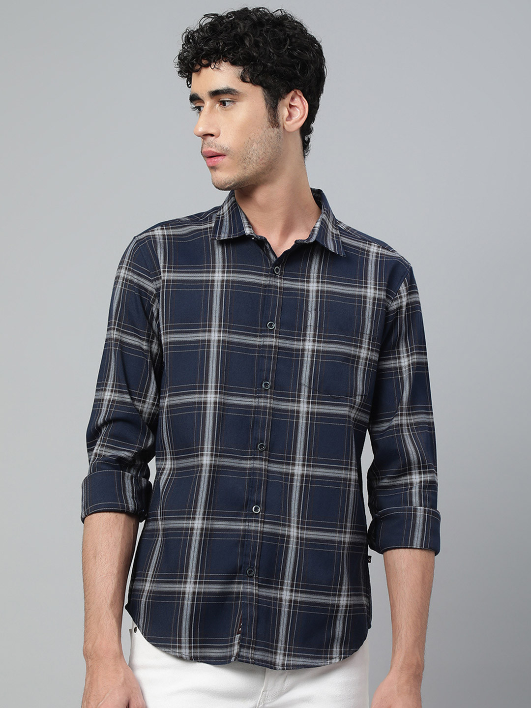 

VEIRDO Men Tartan Checks Checked Casual Shirt, Blue