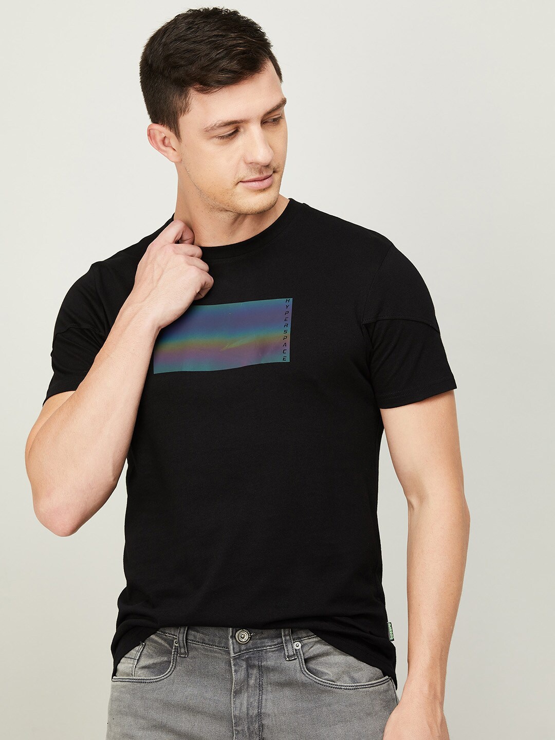 

Bossini Men Black Slim Fit T-shirt